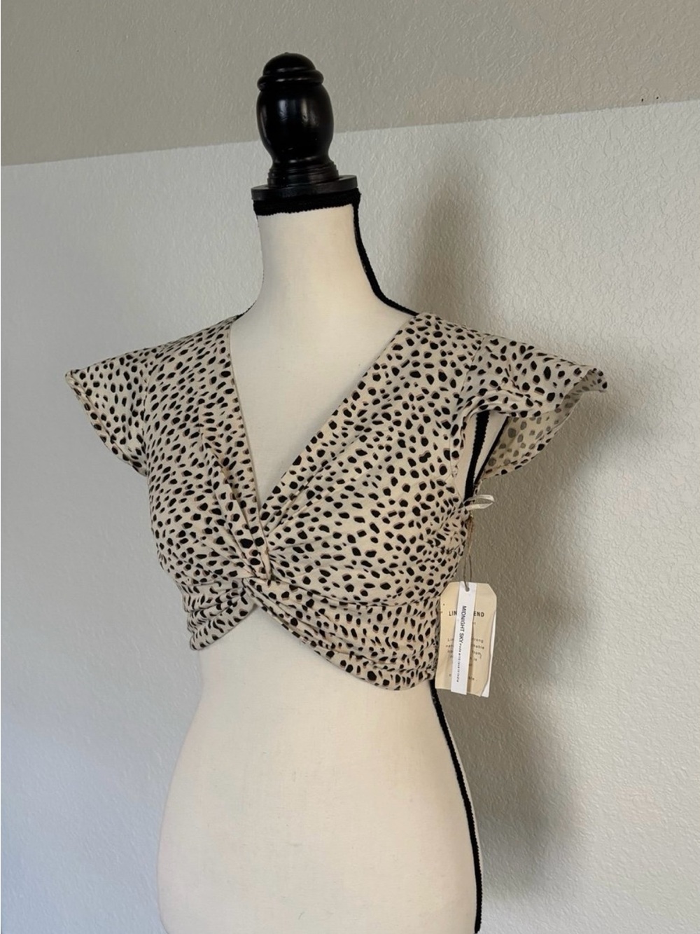 Cheetah Print Linen Blend Crop Blouse Women’s M